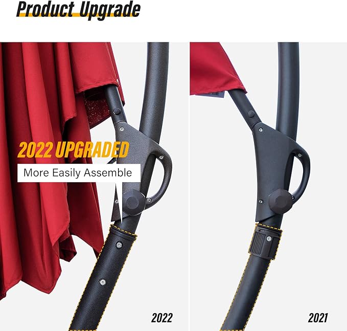 LAUSAINT HOME Outdoor Patio Umbrella with Base included, Deluxe Curvy Cantilever Umbrella Heavy Duty Offset Hanging Umbrella