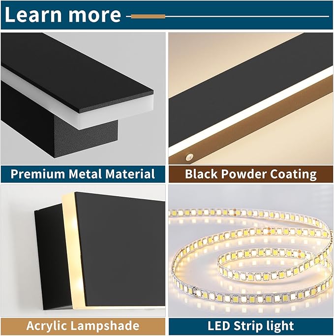 2 Pack Modern Outdoor Wall Light, 3000K Warm White 71inch LED Wall Sconce, IP65 Waterproof Exterior Lighting, Black Aluminium Minimalist Long Wall Lamp for Patio, Garage, Yard