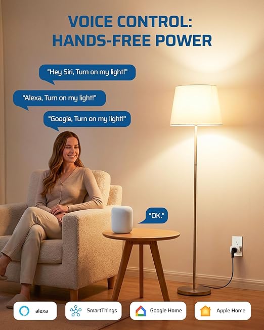 DEWENWILS Matter Smart Plug, Work with Apple Home, Alexa, Google, SmartThings, Smart Outlet with Schedule and Timer, FFS Easy Setup, 100% Privacy 15A/1800W, APP Voice Control, 2.4G Wi-Fi Only, 4 Pack