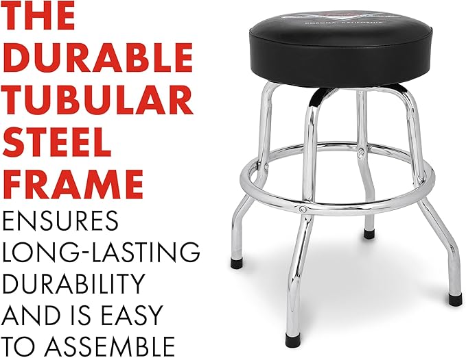 Fender Custom Shop Chevron Logo Swivel Barstool, Great Gifts for Dad, with 1 Year Limited Warranty, Simple Assembly, Black/Black, 24"