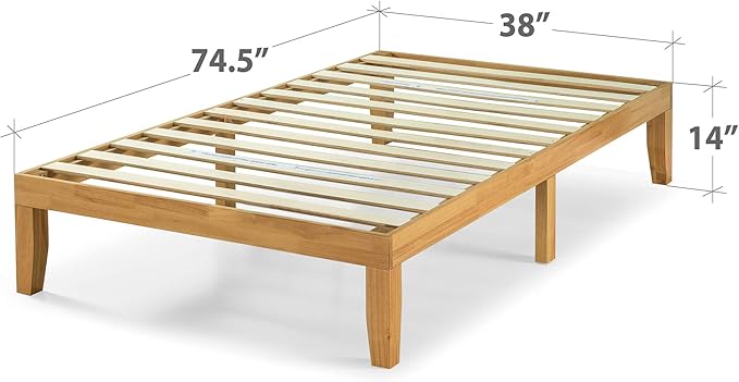ZINUS Moiz Wood Platform Bed Frame / Wood Slat Support / No Box Spring Needed / Easy Assembly, Natural, Twin