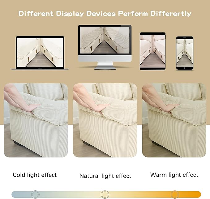 KEIKI 54" Oversized Corduroy Modular Sectional Single Sofa with High-Density Foam Cushions, Extra-Thick Armrests, Upholstered Modern 1-Seater Lounge Accent Chair with 3 Pillow, for Living Room, Beige