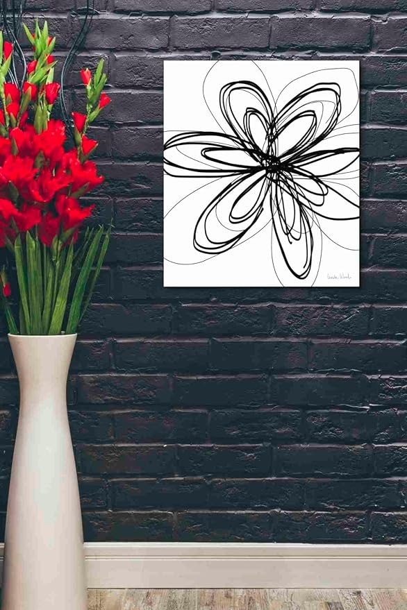 Epic Graffiti 'Black Ink Flower I' by Linda Woods, Canvas Wall Art, 20"x24"