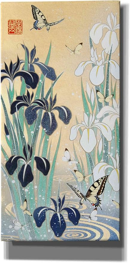 Epic Graffiti 'Iris and Butterfly' by Zigen Tanabe, Canvas Wall Art, 12"x24"