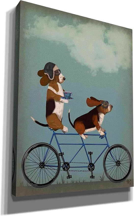 Epic Graffiti 'Basset Hound Tandem' by Fab Funky Canvas Wall Art, 40"x54"