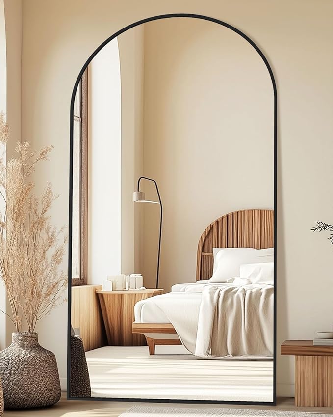 Floor Mirror, 41"×81" Full Length Mirror with Stand for Bedroom Living Room, Black