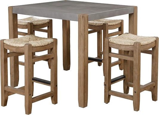 Alaterre Furniture Newport Dining Table Set, Concrete Gray