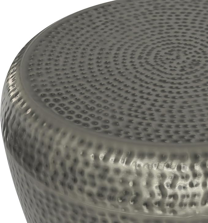 SIMPLIHOME Preston Metal Table - 22 inch Wide Solid Metal Round Side Table in Antique Silver, Modern Industrial Accent Table for Living Room or Bedroom with Textured Finish, Assembled