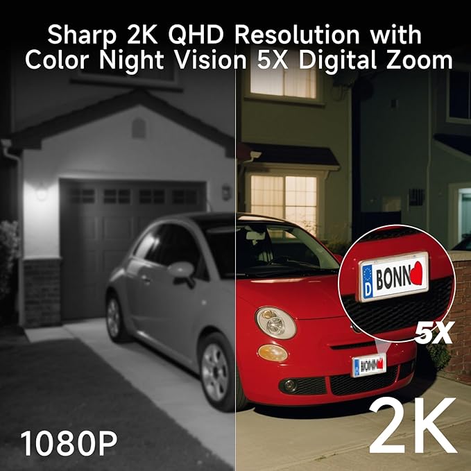 4pcs 5G/2.4G WiFi Security Cameras Wireless Outdoor,2K Home Indoor Camera with AI Detection, Siren,Wireless Cameras for Home Security with Color Night Vision, 2-Way Talk, IP65, Works/Alexa, Cloud/SD