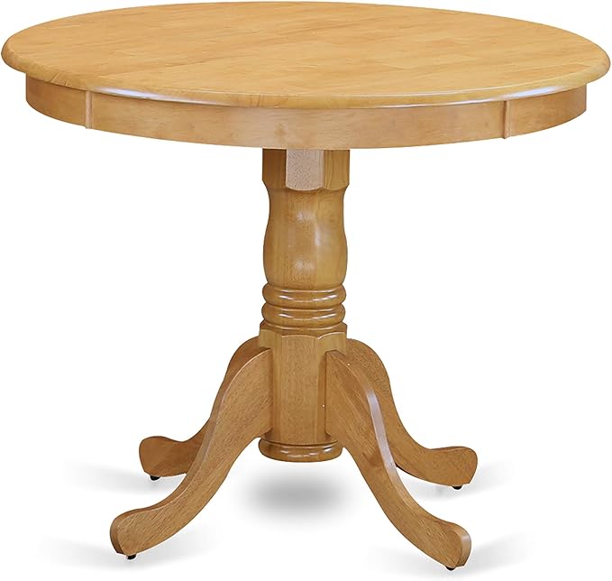East West Furniture ANVA3-OAK-W 3 Piece Dining Table Set for Small Spaces Contains a Round Kitchen Table with Pedestal and 2 Dining Room Chairs, 36x36 Inch, Oak