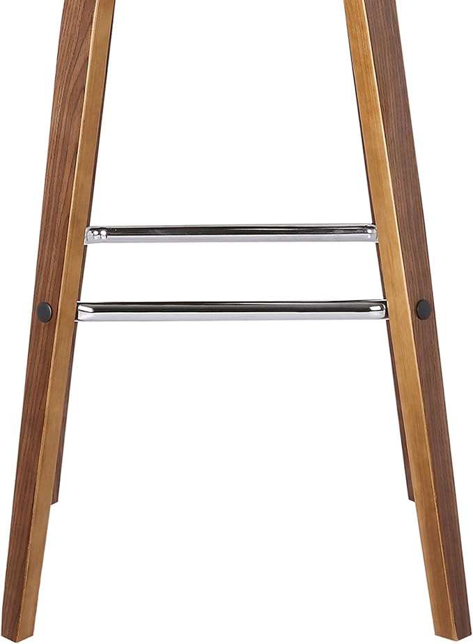 Vienna 26" Swivel Counter Stool in Walnut Wood Finish with Brown Faux Leather - Set of 4