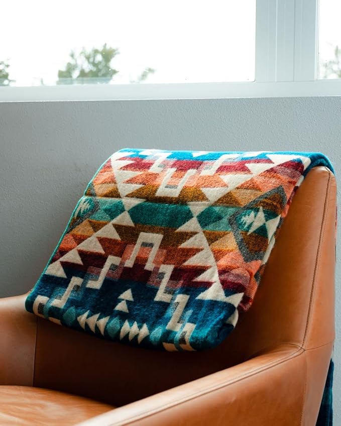 QISU Wool Blanket Throw | Large, Beautiful, Warm, Handmade in Ecuador by Local Artisans |94″ x 78″|Ultra-Soft, Hypoallergenic & Breathable (Rainbow)
