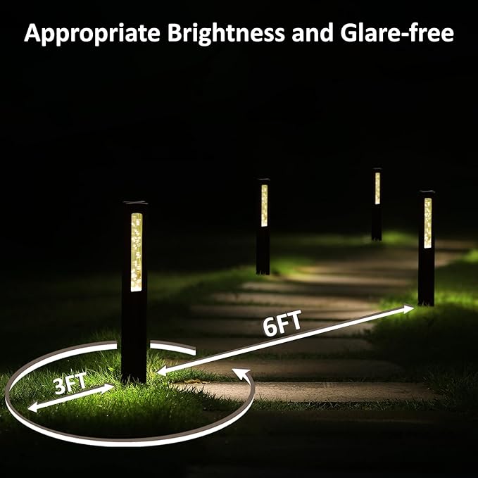 LED Low Voltage Pathway Lights Wired, 3W 12V Low Voltage Landscape Lighting for Outdoor Path Walkway Driveway, Crystal Bubble Design, 3000K Warm White, Aluminum, IP65, ETL, Bronze, Pack of 1