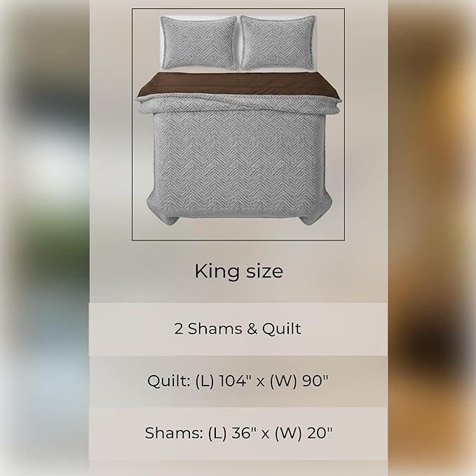 Lavish Home King Size Comforter Set - 3-Piece Mink-Style Faux Fur Blanket and 2 Shams - Cozy Machine-Washable King Bedding Set (Grey/Chocolate/Black)