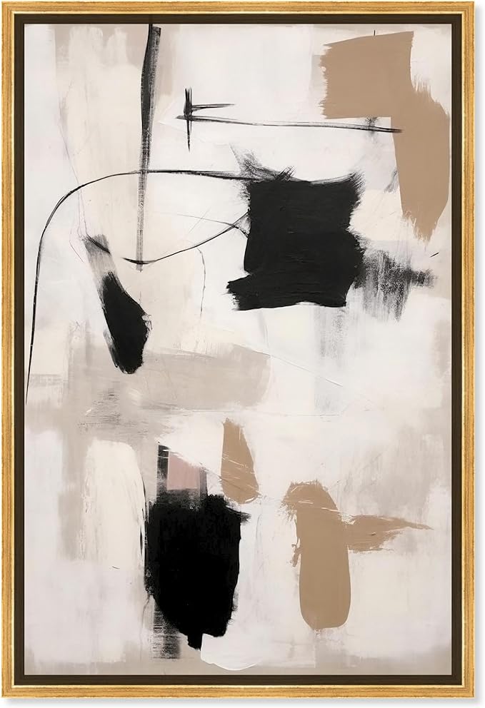 Art Remedy Strings in Abstraction Canvas Muted Abstract Wall Art, Gold Frame, 16" x 24"