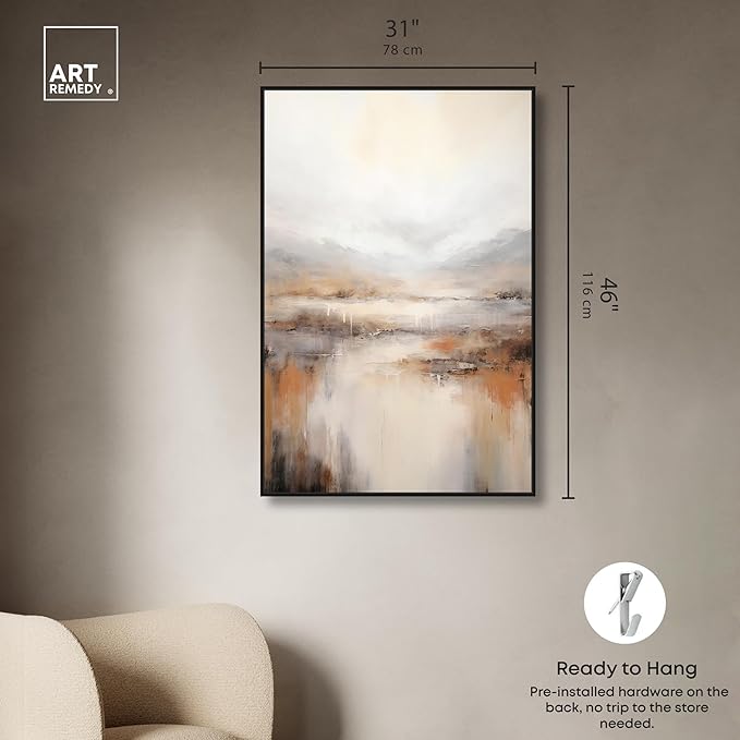 Art Remedy Natural Cascades Canvas Muted Abstract Wall Art, Black Frame, 30" x 45"