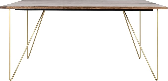 Safavieh Couture Home Captain Modern Walnut and Brass Hairpin Leg Dining Table