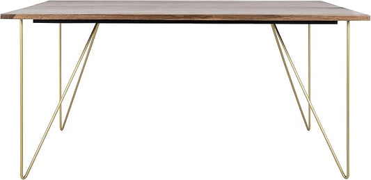 Safavieh Couture Home Captain Modern Walnut and Brass Hairpin Leg Dining Table