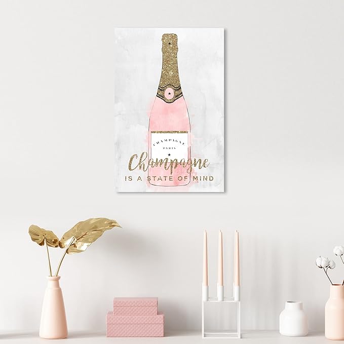 The Oliver Gal Artist Co. Drinks and Spirits Wall Art Canvas Prints 'Champagne Mind Glitter' Champagne