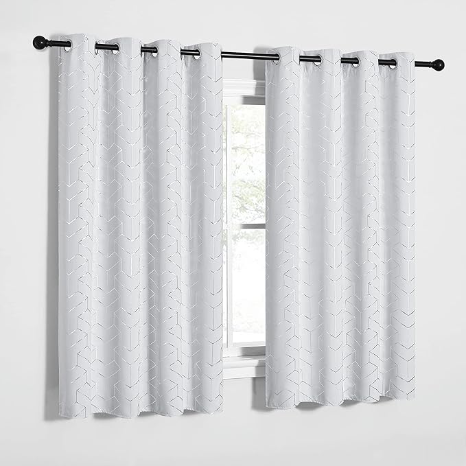 NICETOWN Greyish White Curtain Panels - Room Darkening Window Treatment Thermal Insulated Grommet Room Darkening Curtains/Panels/Drapes for Bedroom (2 Panels, 52W by 63L, Greyish White)