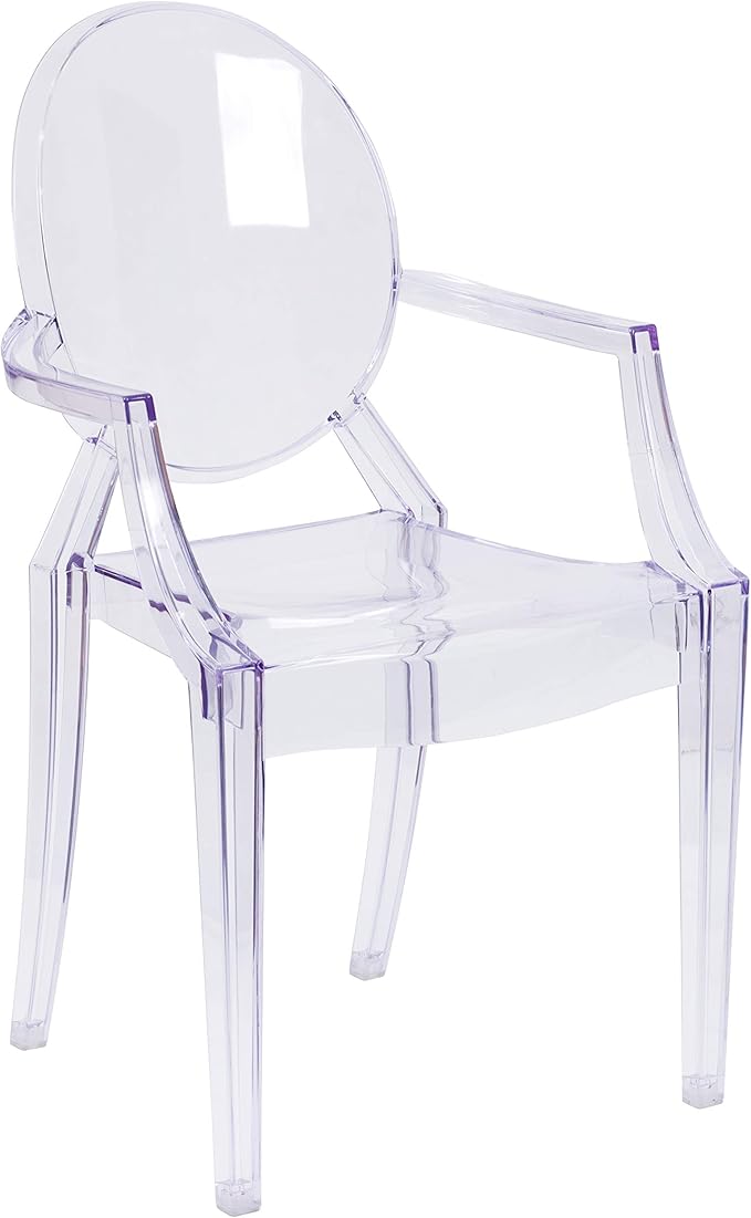 Flash Furniture Max 4 Pack Indoor-Outdoor Ghost Chair with Arms in Transparent Crystal