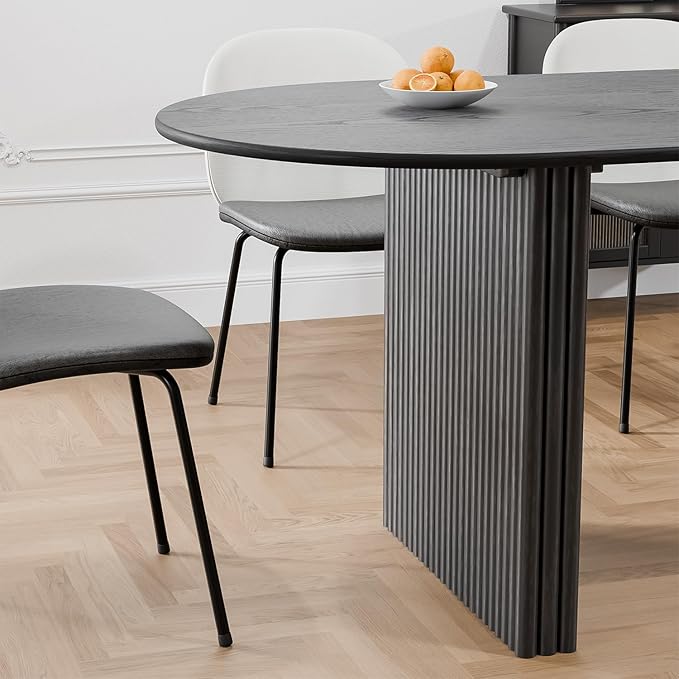 Casaphoria 79" Oval Dining Table, Modern Kitchen Table for 4-6, Farmhouse Style Large Table, Easy Assembly for Living Room, Kitchen and Bar, Black