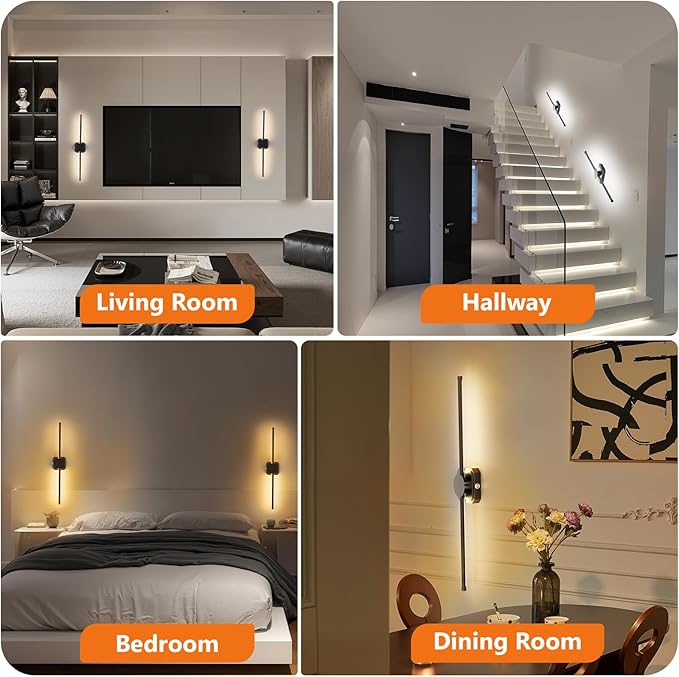 HEERTTOGO Battery Operated Wall Sconce, Rechargeable Wall Light with Touch Control, 3 Color Temperatures & 3 Brightness Levels, 350° Adjustable Rotating Head, for Bedroom, Hallway, Staircase (1 Pack)