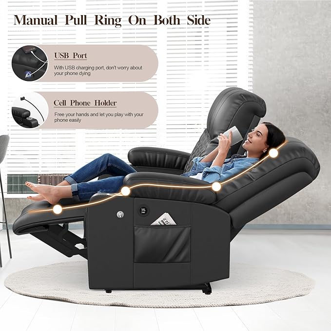 FURNIMAT Loveseat Recliner Sofa Set with 2+1+1 Pieces in Living Room, 2 Seater Reclining Loveseat Leather, 2 Recliner Chairs with 360 Degree Swivel Single Sofa Seat