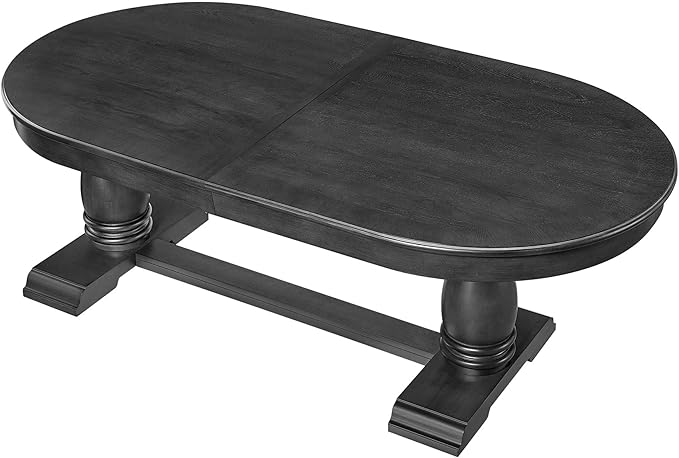 Mid-Century Modern Wooden Dining Table Extendable Oval Dining Table with 18" Leaf and Heavy Duty Column Legs, 76-inch Oversized Oval Wood Diningtable