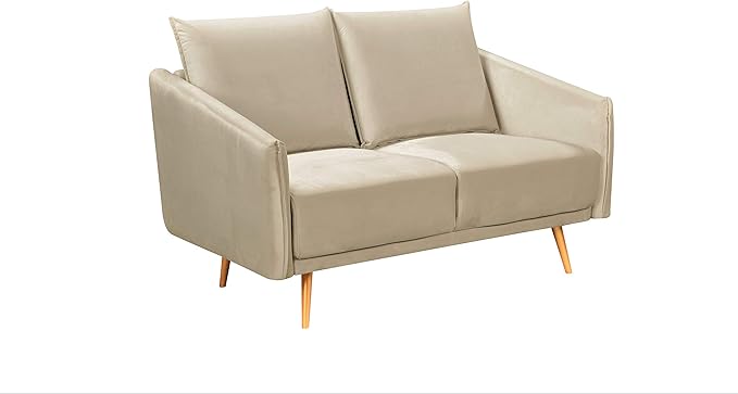Container Furniture Direct Peterson Ultra Modern Velvet Living Room Loveseat, 44.49", Cream