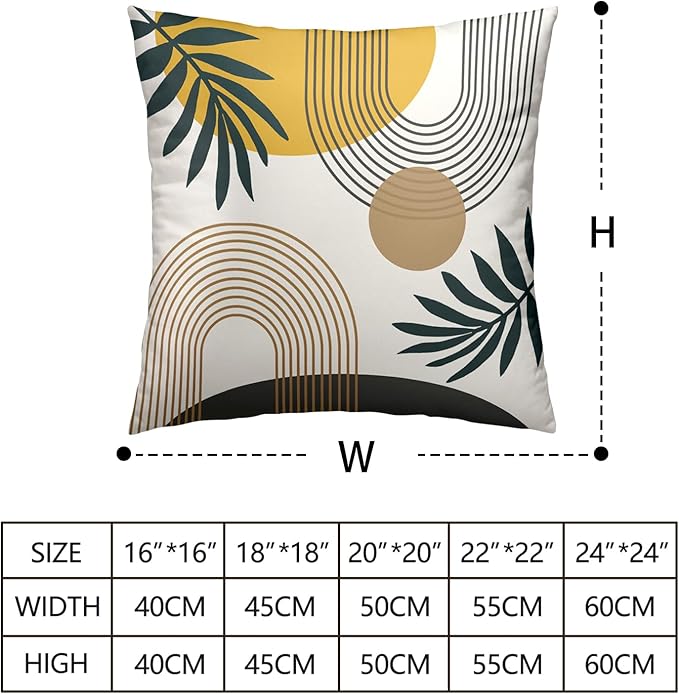 Minimalist Mid Century Modern Throw Pillow Covers 22x22 Boho Pillow Covers Tropical Green Leaves Modern Art Pillow Cases Soft Touch Room Decor for Sofa Couch Pack of 2