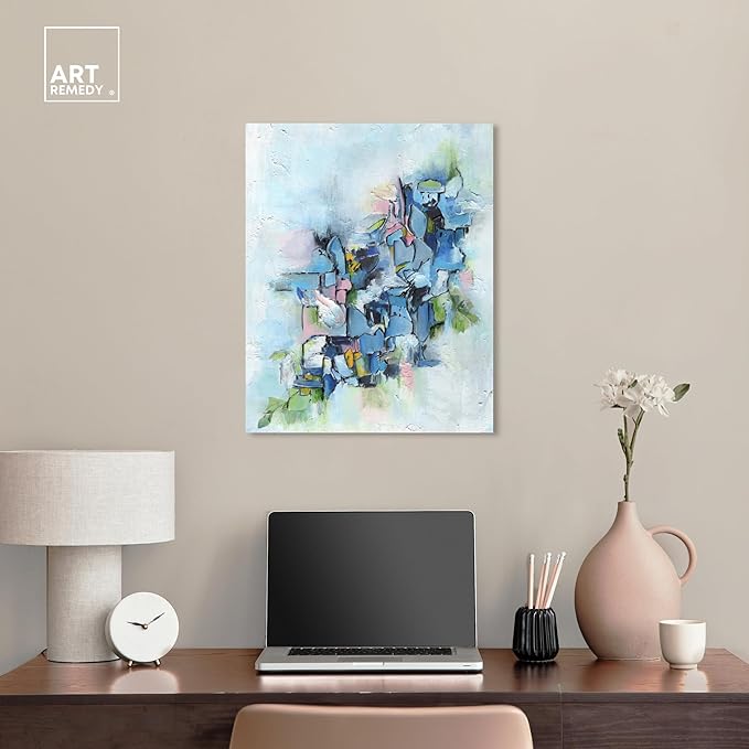 Art Remedy Poesy Canvas Modern Blue Abstract Wall Art, Gallery Wrapped, 20" x 24"