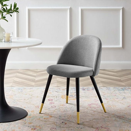 Modway Cordial Fabric Upholstered Dining Accent Chairs in Light Gray - Set of 2
