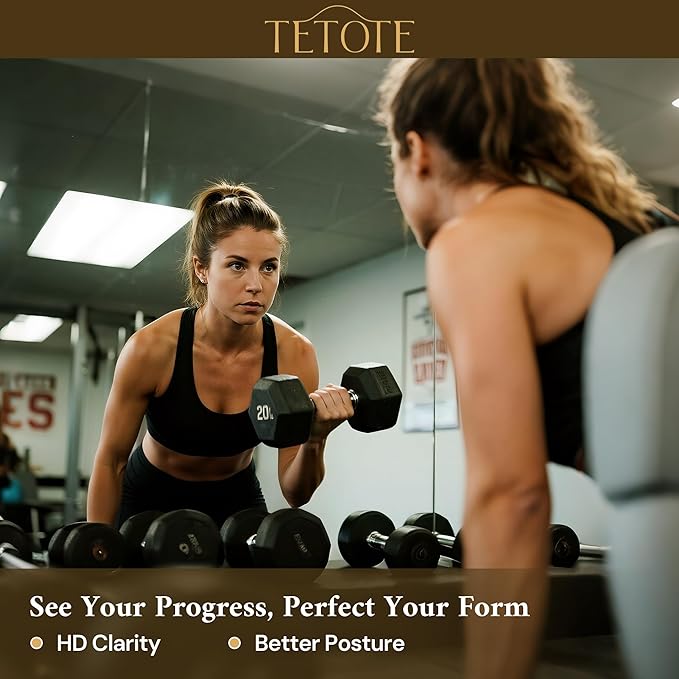 TETOTE Gym Mirrors for Home Gym Wall Large 60" x 24" - 2PCS Workout Exercise Fitness Mirror, Tempered Glass Frameless Full Length Mirror for Garage, Dance Studio, Yoga, Bedroom, Living Room