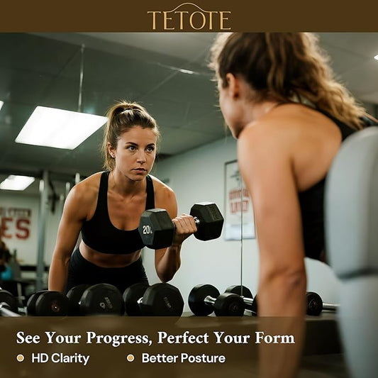 TETOTE Gym Mirrors for Home Gym Wall Large 60" x 24" - 2PCS Workout Exercise Fitness Mirror, Tempered Glass Frameless Full Length Mirror for Garage, Dance Studio, Yoga, Bedroom, Living Room
