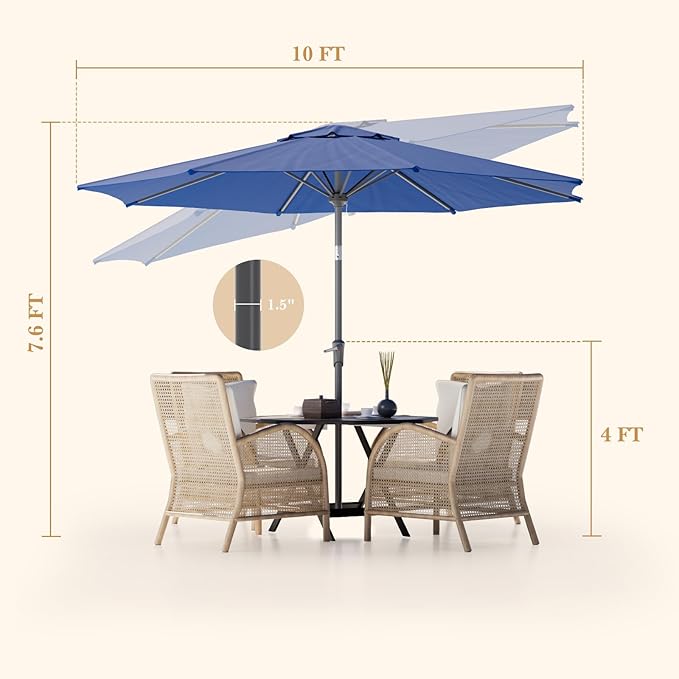 Sannwsg Outdoor Patio Umbrella,Table Umbrella with Push Button Tilt and Crank,Market Umbrella with 8 Sturdy Ribs,Yard Umbrella