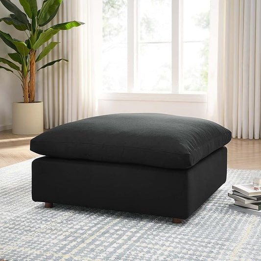 Modway Modular Sofa Commix Down-Filled Overstuffed Upholstered Sectional Sofa Ottoman in Black