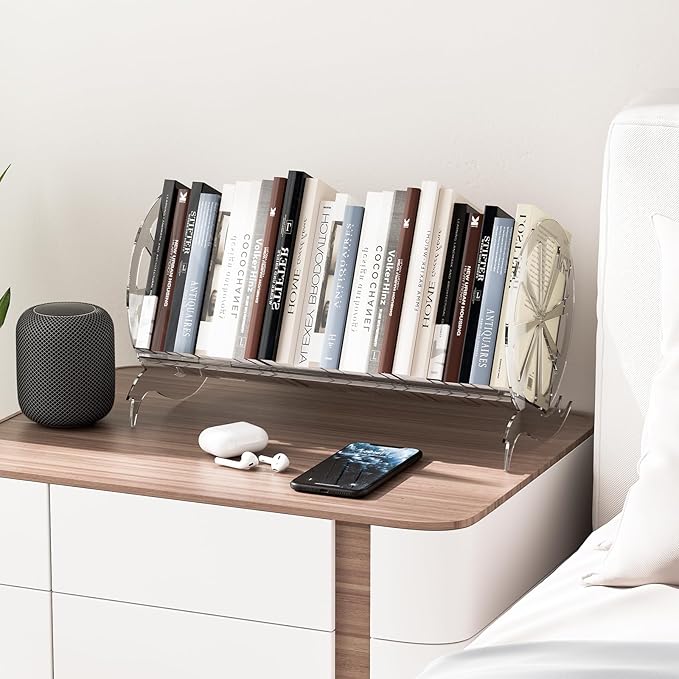 Desktop Bookshelf Rack Acrylic Storage Organizer,It is Suitable for use in Homes, Offices, Schools, Bookshelves and Display Stands, and can Hold Books, CDS, Magazines, etc