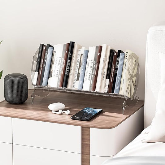 Desktop Bookshelf Rack Acrylic Storage Organizer,It is Suitable for use in Homes, Offices, Schools, Bookshelves and Display Stands, and can Hold Books, CDS, Magazines, etc