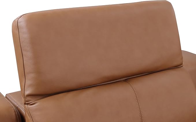 Blackjack Furniture Venice Top Grain Italian Leather Recliner 7 Seater 5 Power Reclining 3 Piece Sofa Set with Adjustable Headrests Modern Seating Sofa, Loveseat and Chair for Living Room , Cognac