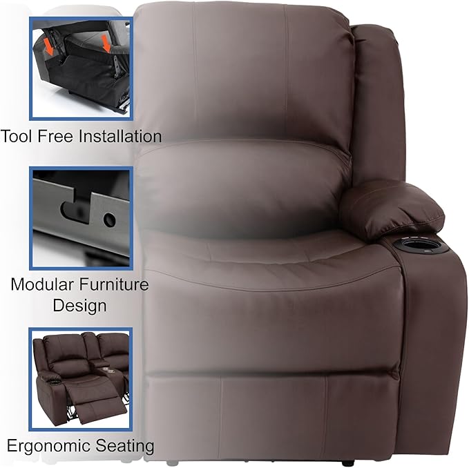 RecPro Charles 67" Powered Double RV Wall Hugger Recliner Sofa | Zero Wall Loveseat for Camper with Upgraded 2023 Fabric (Mahogany)