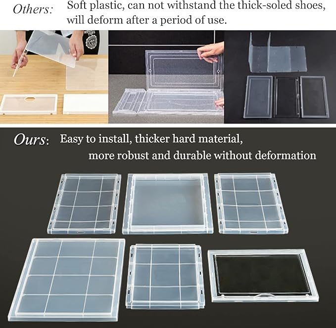 Storage Shoes Box Womens Mens Shoe Storage Display Box Plastic Foldable Stackable Shoe Container Clear Closet Shelf Shoe Organizer-3 PACK