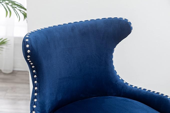 Lindale Contemporary Velvet Upholstered Nailhead Trim Accent Chair, Blue