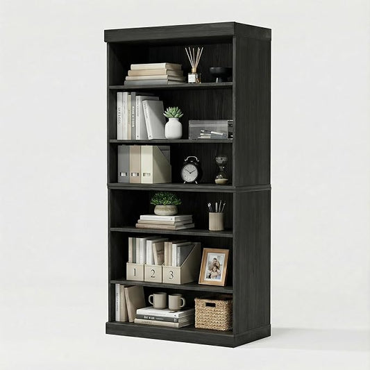 Casaphoria 6 Tier Wooden Bookshelf, 62" H Tall Book Shelf with Adjustable Shelves, Wide Bookshelf with 16" Deep Storage Space for Living Room,Bedroom & Home Office