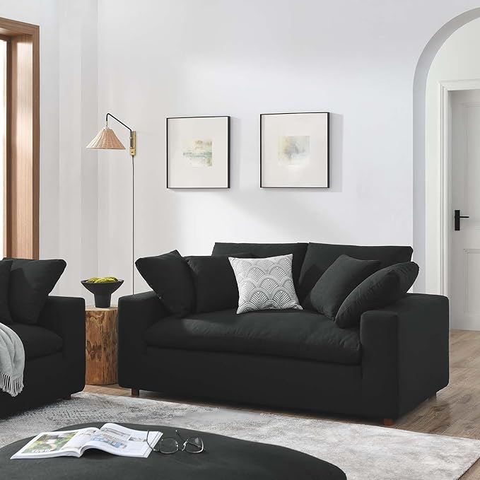 Modway EEI-4859-BLK Commix Down Filled Overstuffed Loveseat, Black