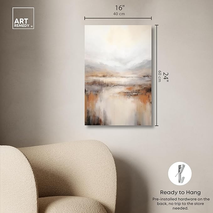Art Remedy Natural Cascades Canvas Muted Abstract Wall Art, Gallery Wrapped, 16" x 24"