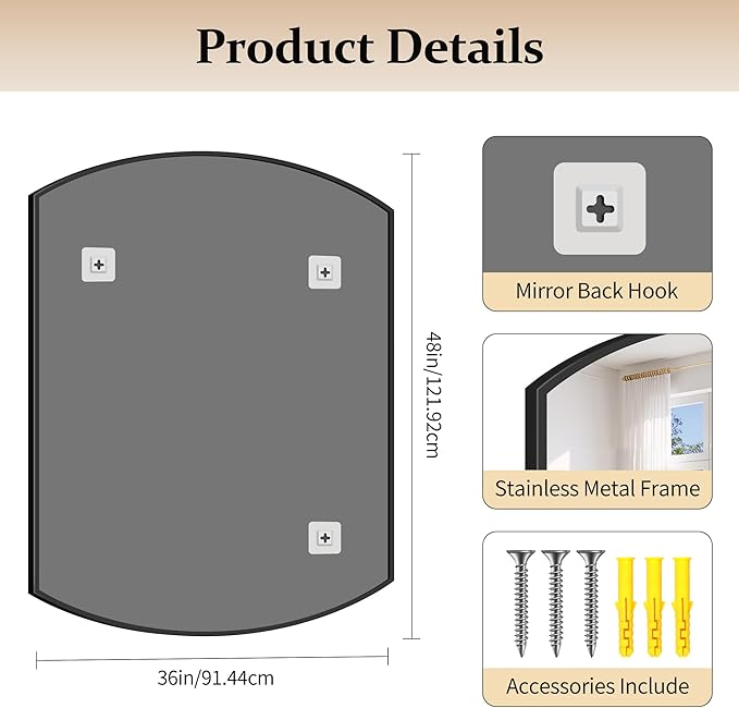 Bathroom Mirror, 36x48 Inch Black Oval Large Wall Mounted Mirror with Thin Metal Frame, Modern Bathroom Vanity Mirrors for Over Sink, Entryway, Living Room, Bedroom