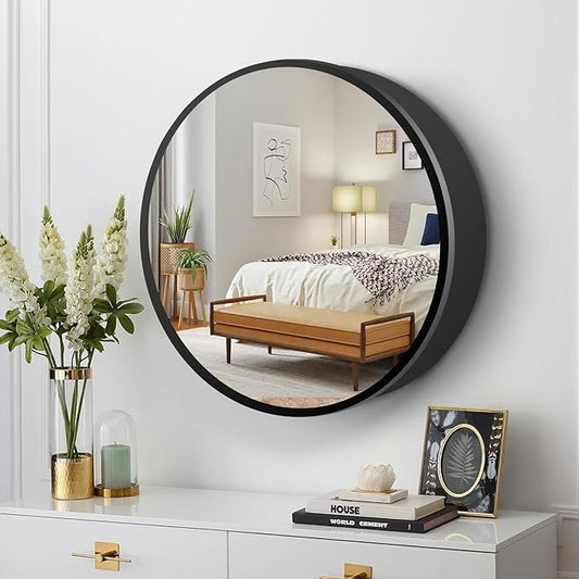 Movo Round Bathroom Mirror Cabinet, Circular Medicine Cabinet, Wall Surface Mounted Storage Cabinet