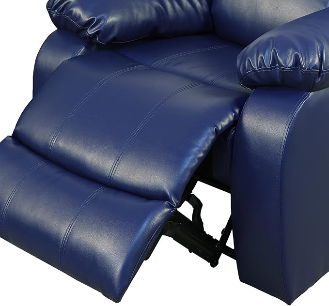 Vegan Leather Recliner Loveseat Couch 2 Seater Reclining Sofa Manual Reclining Couch Living Room Couch with Cup Holders & Middle Storage Console for Home/Office/Rv Car (Purple Blue, Loveseat)
