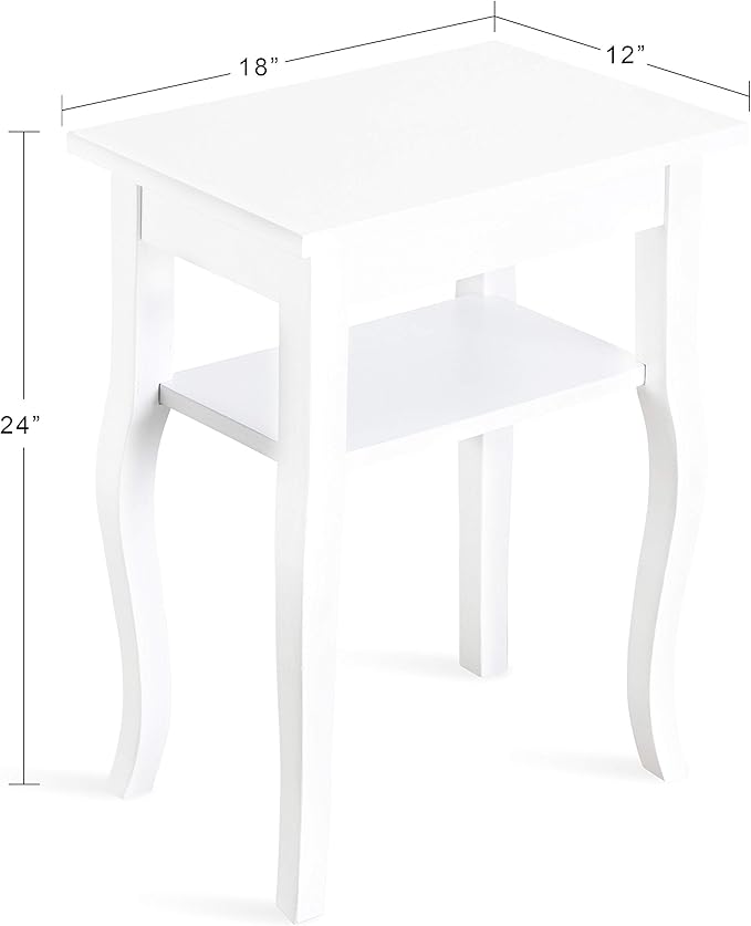 Kate and Laurel Lillian Transitional Wood Side Table, 18 x 12 x 24, White, Chic Traditional Accent Table for Storage and Display
